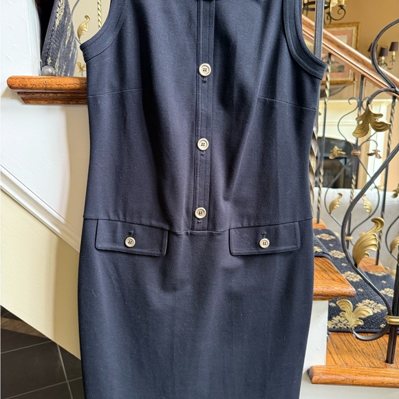 Talbots Summer Black Dress with Gold Buttons. Stretch material. EUC Size 4 - Picture 2 of 7